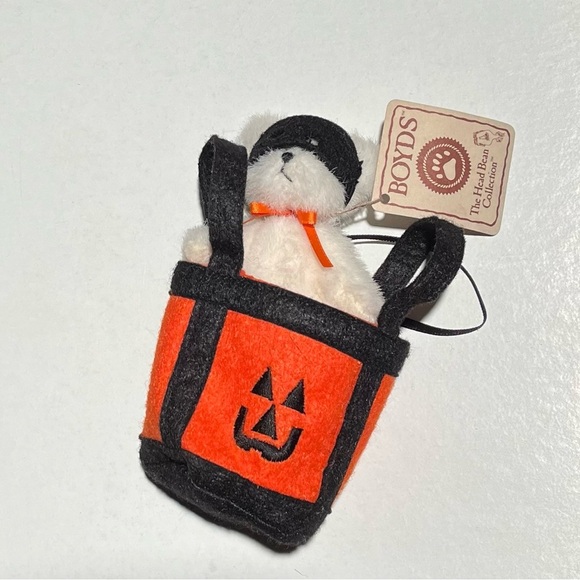 Boyd’s Bear- Head Collection, white bear, Jack o lantern bag, Halloween, NWT - Picture 4 of 7